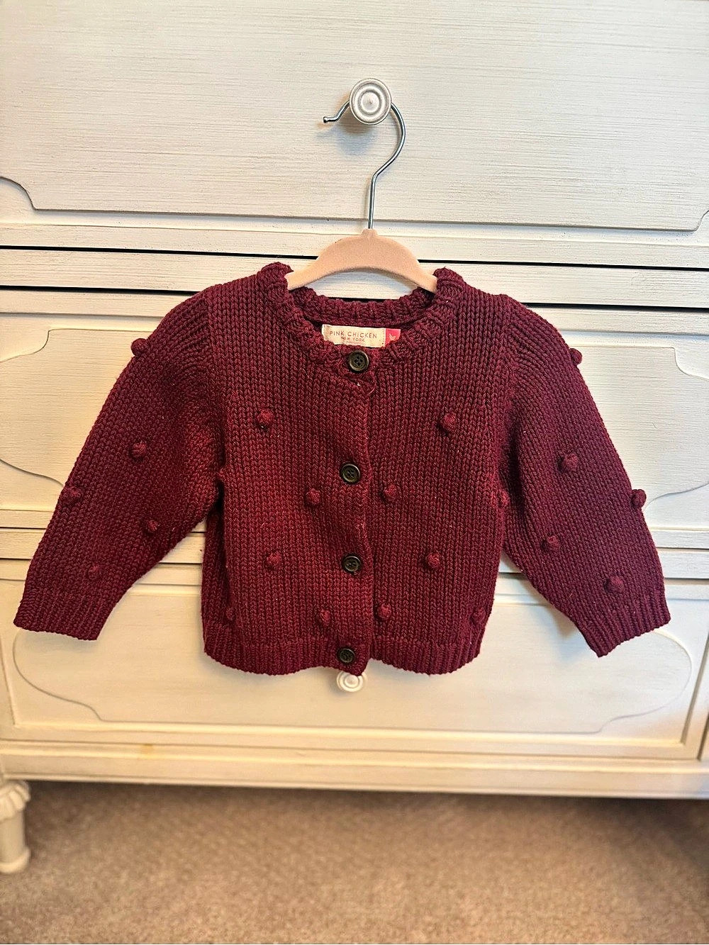 Pink Chicken Girls 12/18M Burgundy Knit Sweater